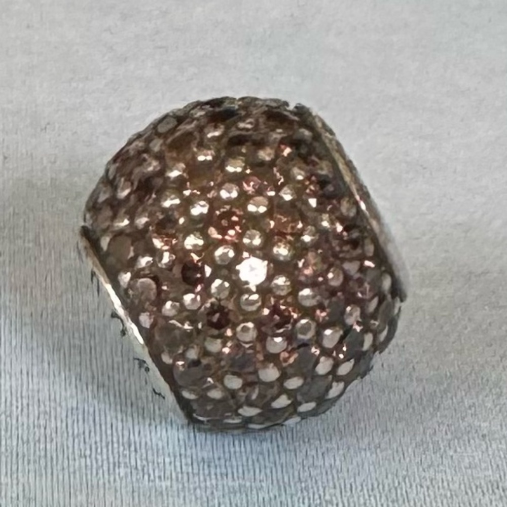 Authentic PANDORA Pave Lights Brown Bead Charm 791051BCZ - Picture 2 of 4